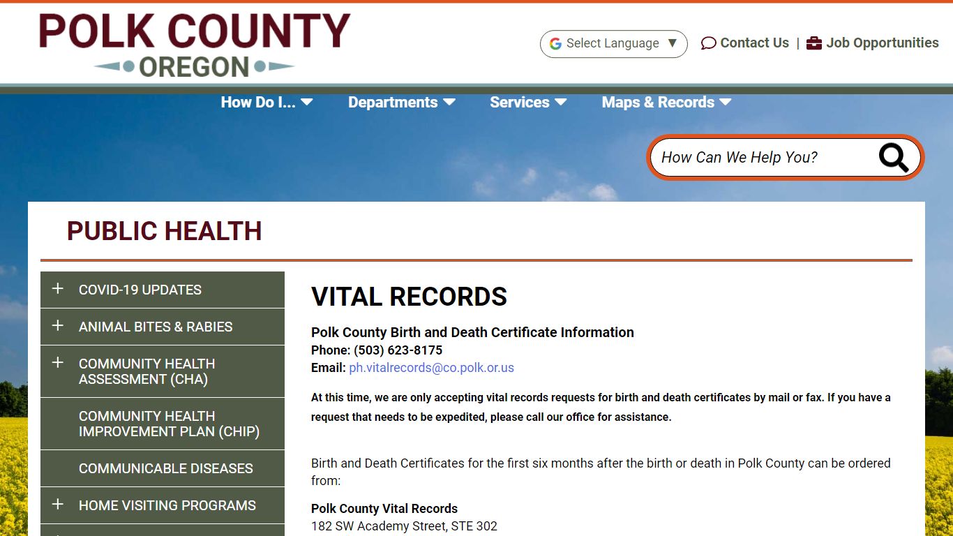 VITAL RECORDS | Polk County Oregon Official Website